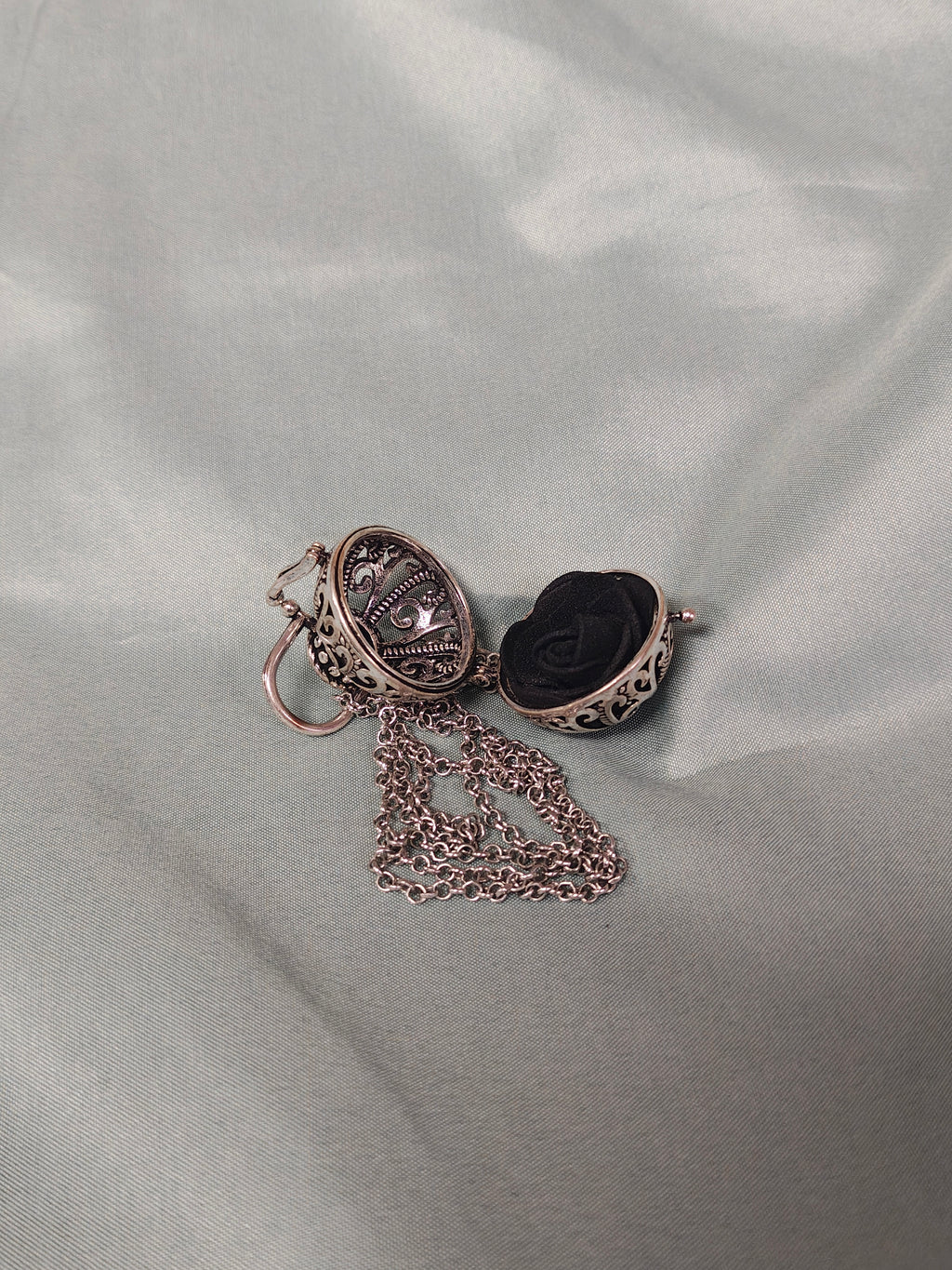 Silver ball cage necklace